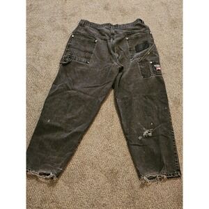 BOSS Black Denim Carpenter Jeans Distressed Rips Grunge Workwear Pants
